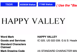 HAPPY VALLEY Trademark HAPPY VALLEY Trademark