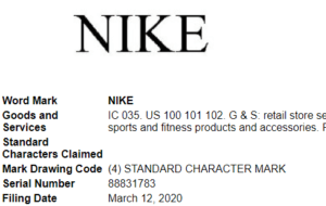 nike word mark Nike Standard Character Mark